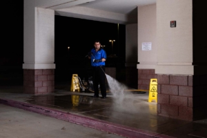 Spencer Building Maintenance window cleaning services and exterior hot water pressure washing